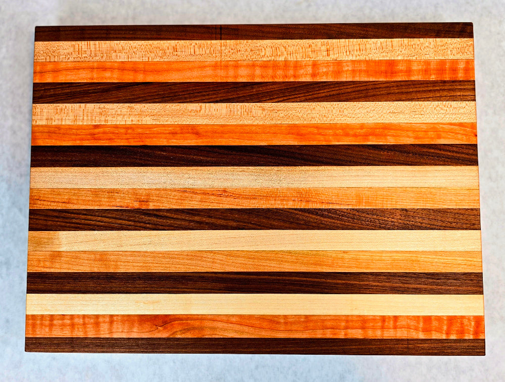 Extra Large Hand Made Artisan Cutting Board & Butchers Block, Solid Black Walnut, Maple, Cherry 17 1/8" x 12 5/8" x 1 1/2"