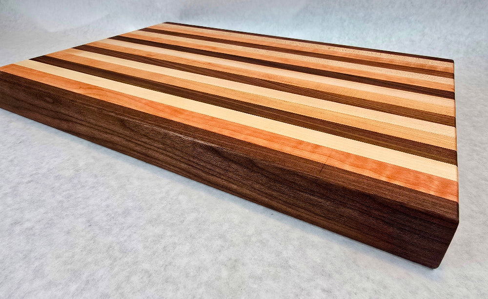 Extra Large Hand Made Artisan Cutting Board & Butchers Block, Solid Black Walnut, Maple, Cherry 17 1/8" x 12 5/8" x 1 1/2"