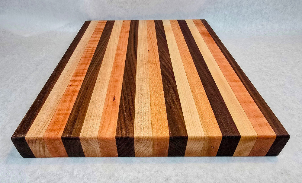 Extra Large Hand Made Artisan Cutting Board & Butchers Block, Solid Black Walnut, Maple, Cherry 17 1/8" x 12 5/8" x 1 1/2"