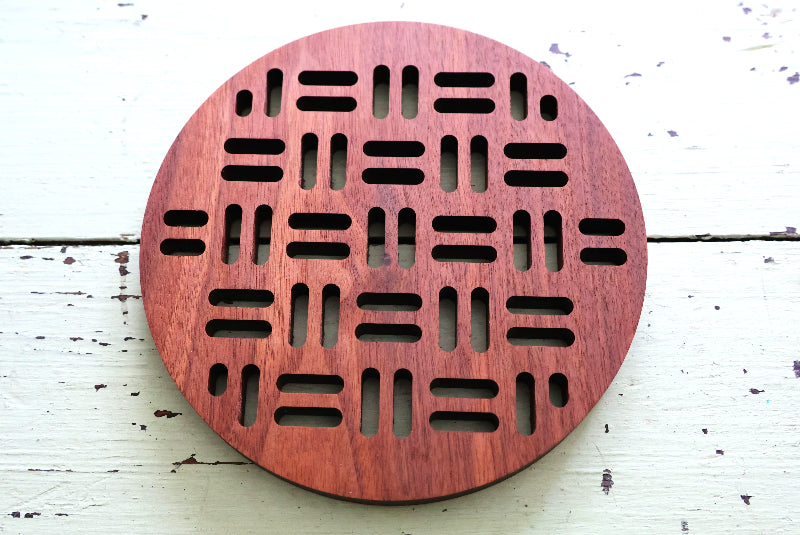 Manhole Cover Design Trivet Pot Rest Walnut Hardwood Solid Wood
