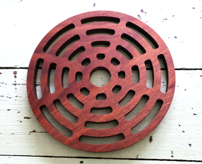 Manhole Cover Design Trivet Pot Rest Walnut Hardwood Solid Wood