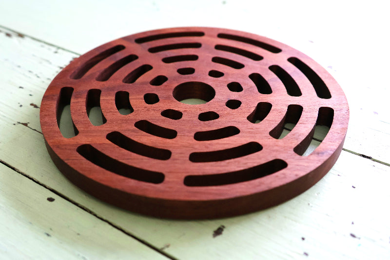 Manhole Cover Design Trivet Pot Rest Walnut Hardwood Solid Wood