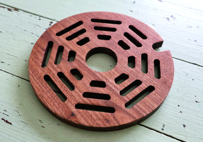 Manhole Cover Design Trivet Pot Rest Walnut Hardwood Solid Wood