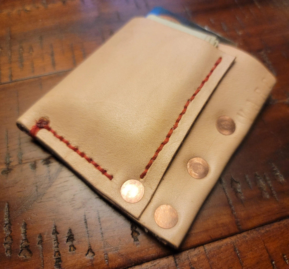 Natural Edge Leather Wrap Minimalist Wallet