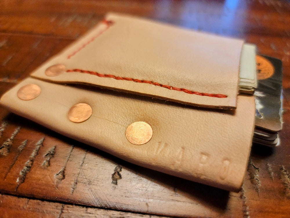 Natural Edge Leather Wrap Minimalist Wallet