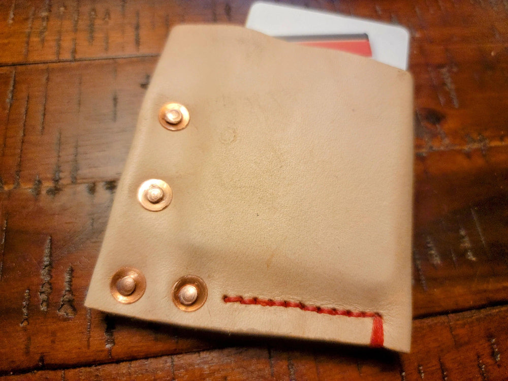 Natural Edge Leather Wrap Minimalist Wallet