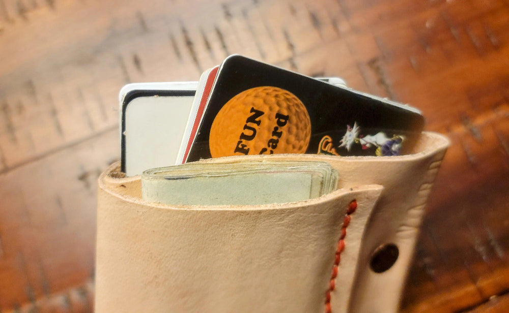 Natural Edge Leather Wrap Minimalist Wallet