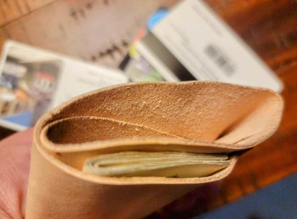 Natural Edge Leather Wrap Minimalist Wallet
