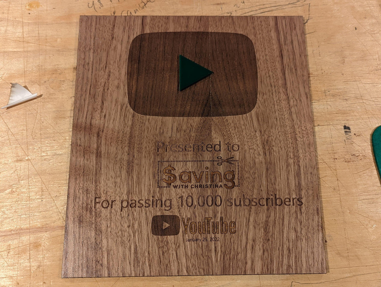 Custom YouTube Subscribers Walnut Wood Plaque / 10k Subscribers / 10k Subs / 1k Subs / 1k Subscribers