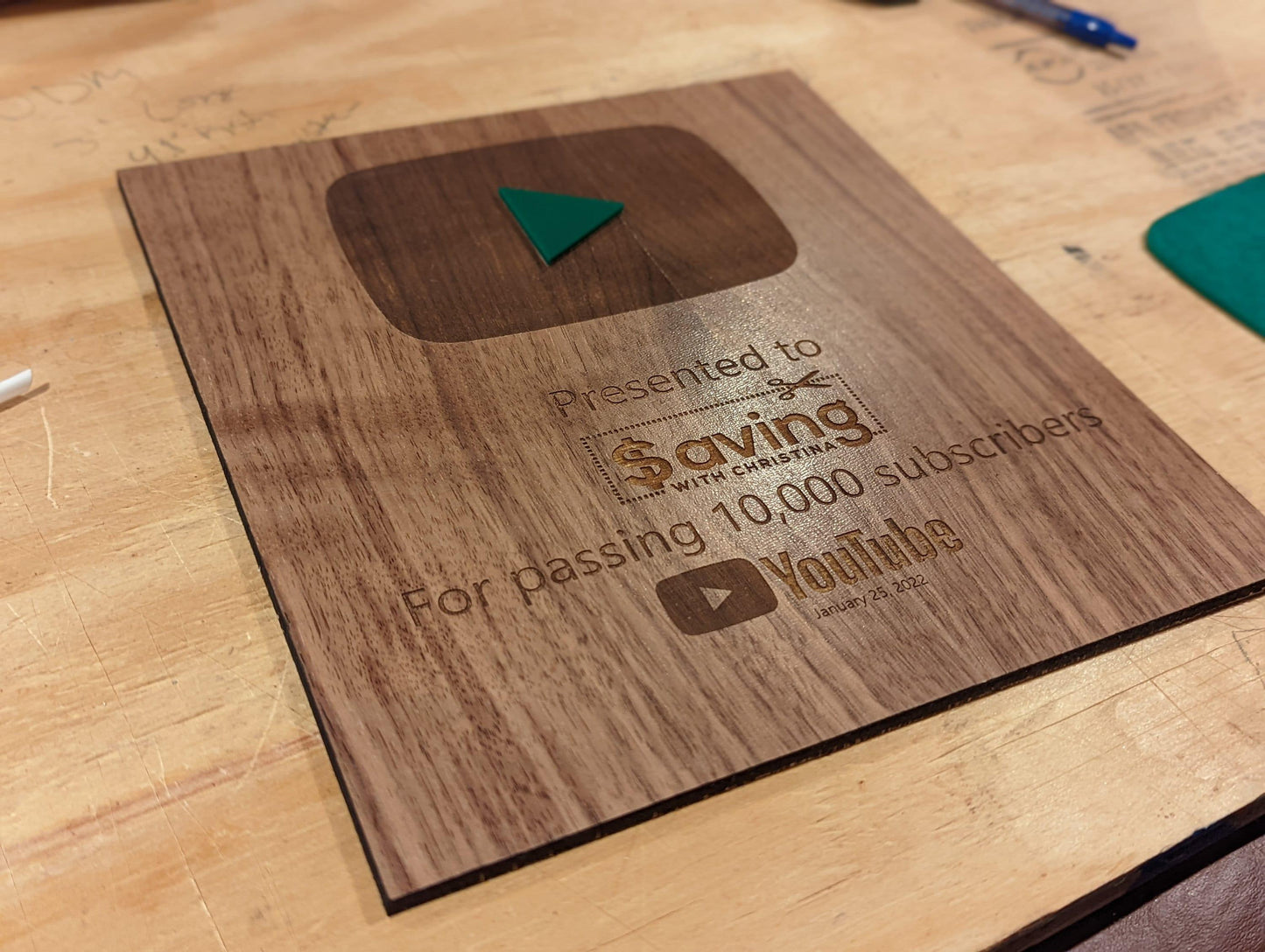 Custom YouTube Subscribers Walnut Wood Plaque / 10k Subscribers / 10k Subs / 1k Subs / 1k Subscribers