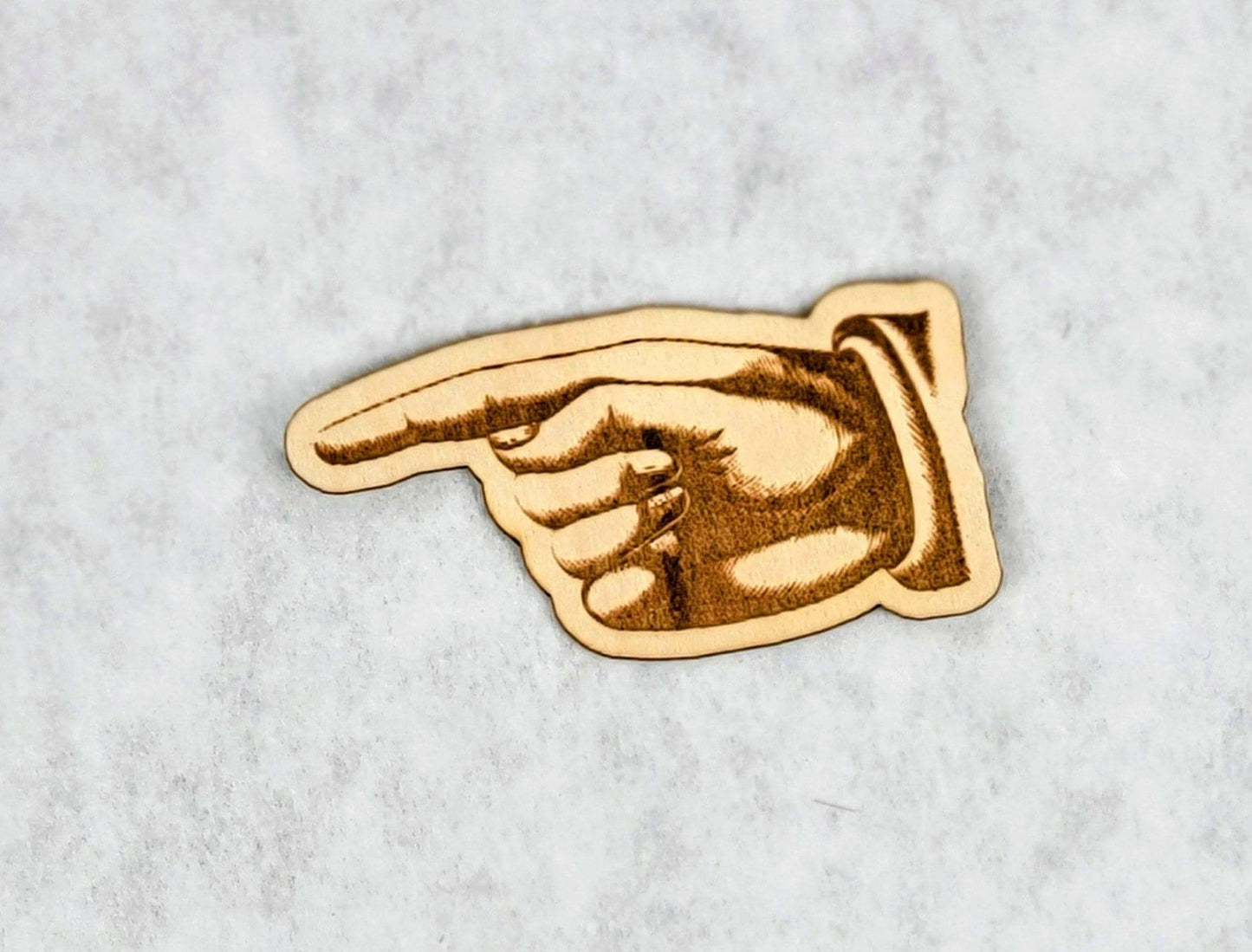 Vintage Style Finger Pointing Wood Veneer Sticker