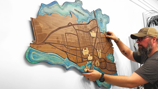 Creating a Giant Laser Cut, Engraved & Watercolor Wood Map