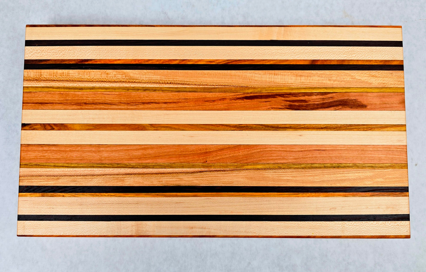 Extra Large Hand Made Artisan Cutting Board - Solid Wenge, Yellow Canary wood, Cherry, and Maple