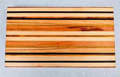 Extra Large Hand Made Artisan Cutting Board - Solid Wenge, Yellow Canary wood, Cherry, and Maple