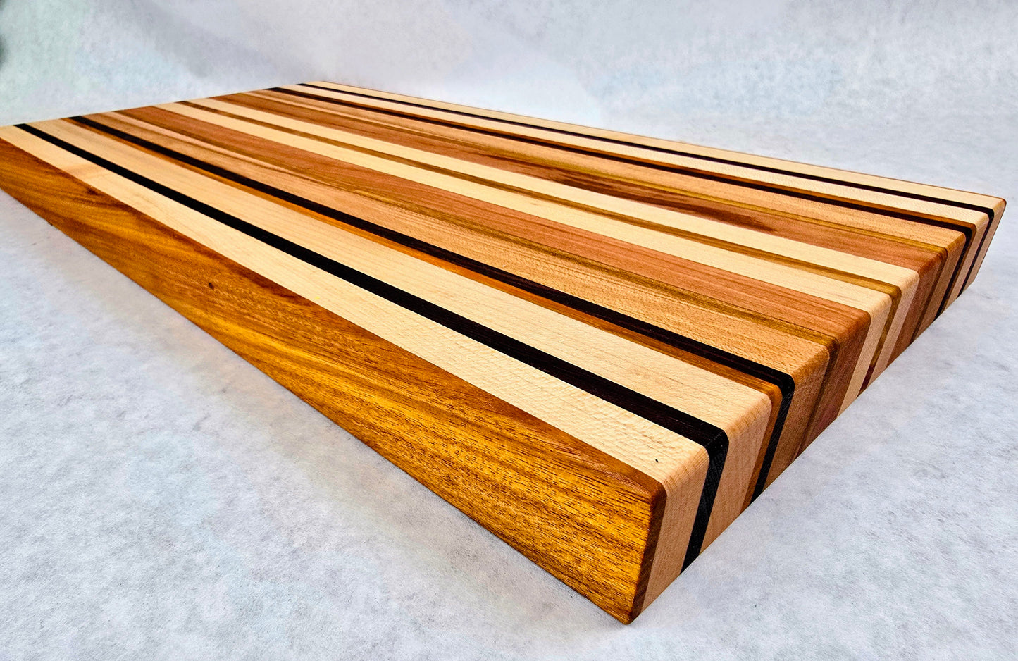 Extra Large Hand Made Artisan Cutting Board - Solid Wenge, Yellow Canary wood, Cherry, and Maple