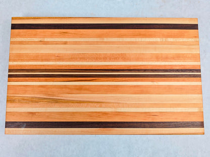 Extra Large Hand Made Artisan Cutting Board - Solid Black Walnut, Cherry, and Maple