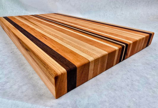 Extra Large Hand Made Artisan Cutting Board - Solid Black Walnut, Cherry, and Maple
