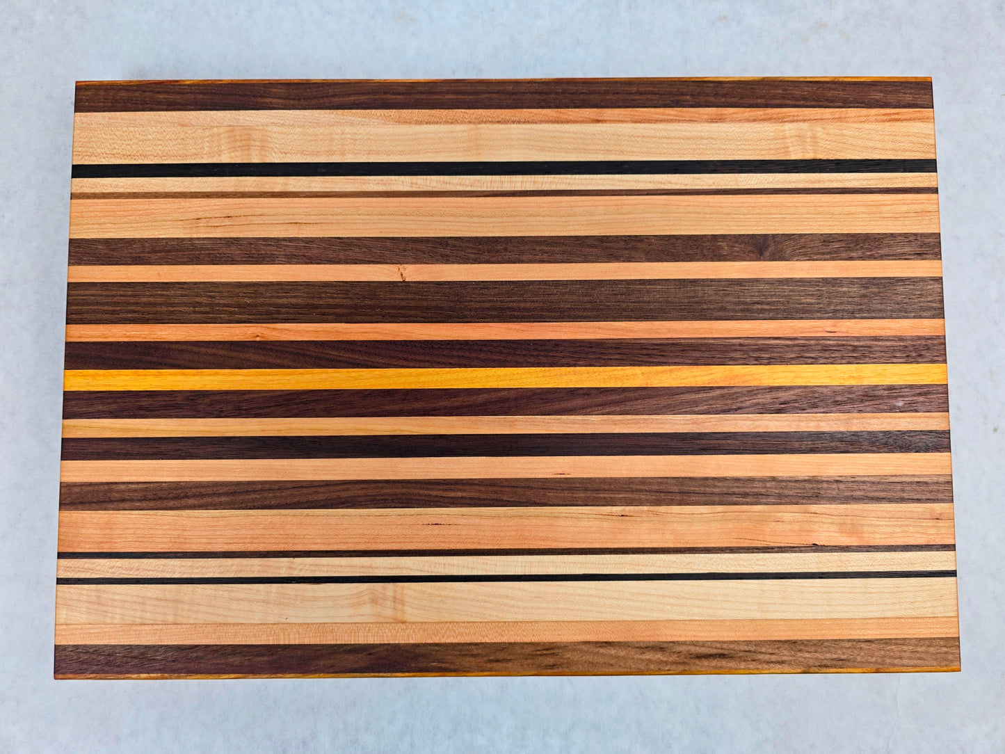Extra Large Hand Made Artisan Cutting Board - Solid Black Walnut, Canarywood, Yellowheart, Cherry, and Maple