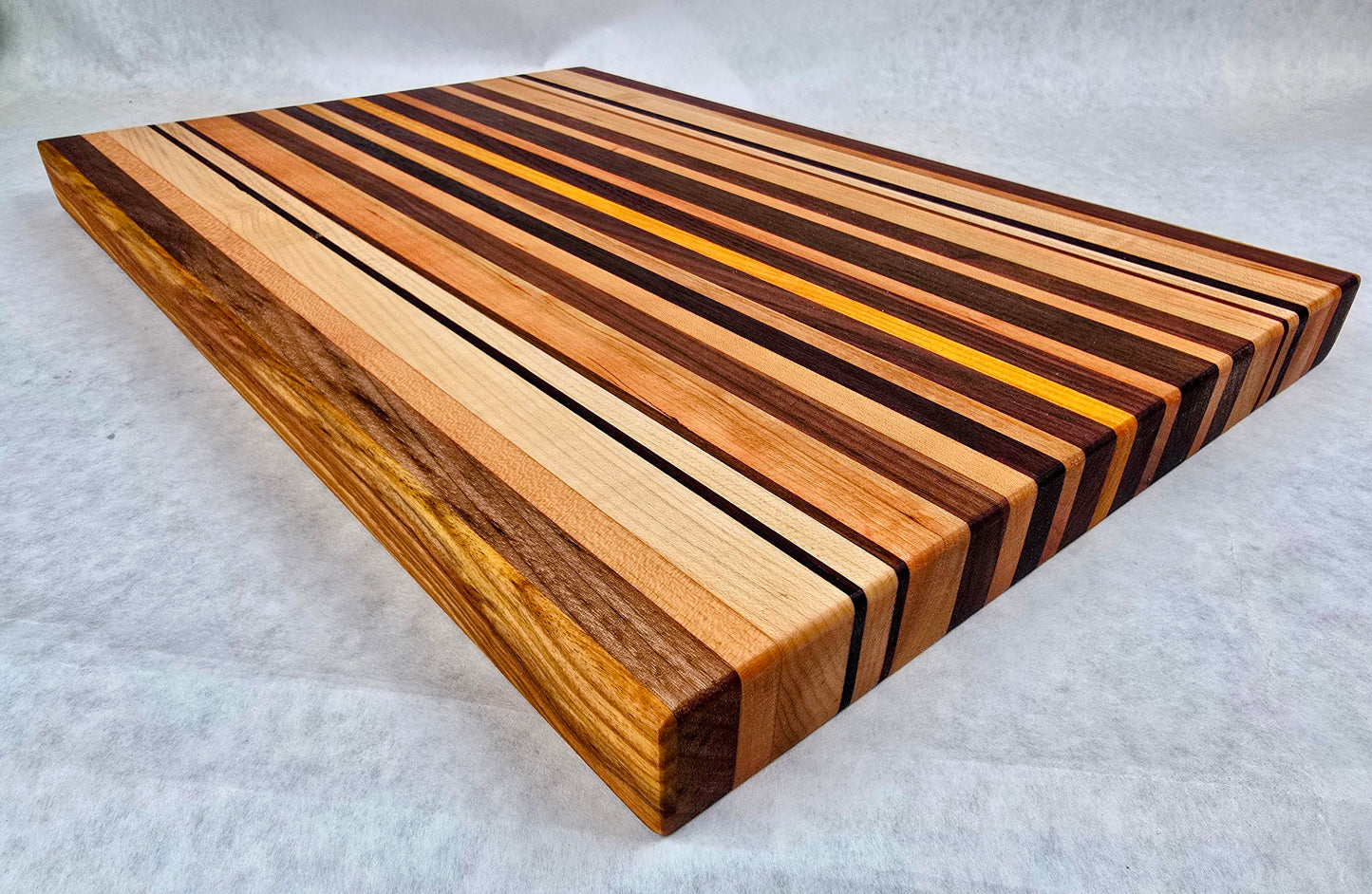 Extra Large Hand Made Artisan Cutting Board - Solid Black Walnut, Canarywood, Yellowheart, Cherry, and Maple