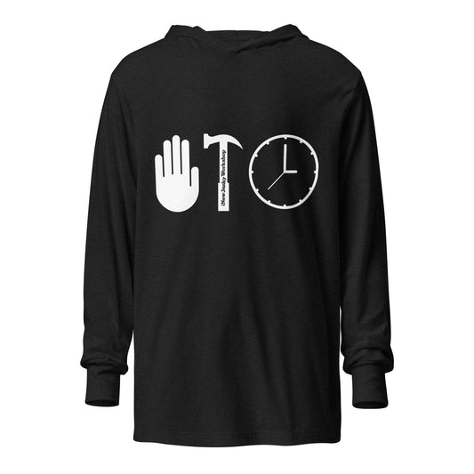 STOP + HAMMER + TIME Hooded Long-Sleeve T-Shirt